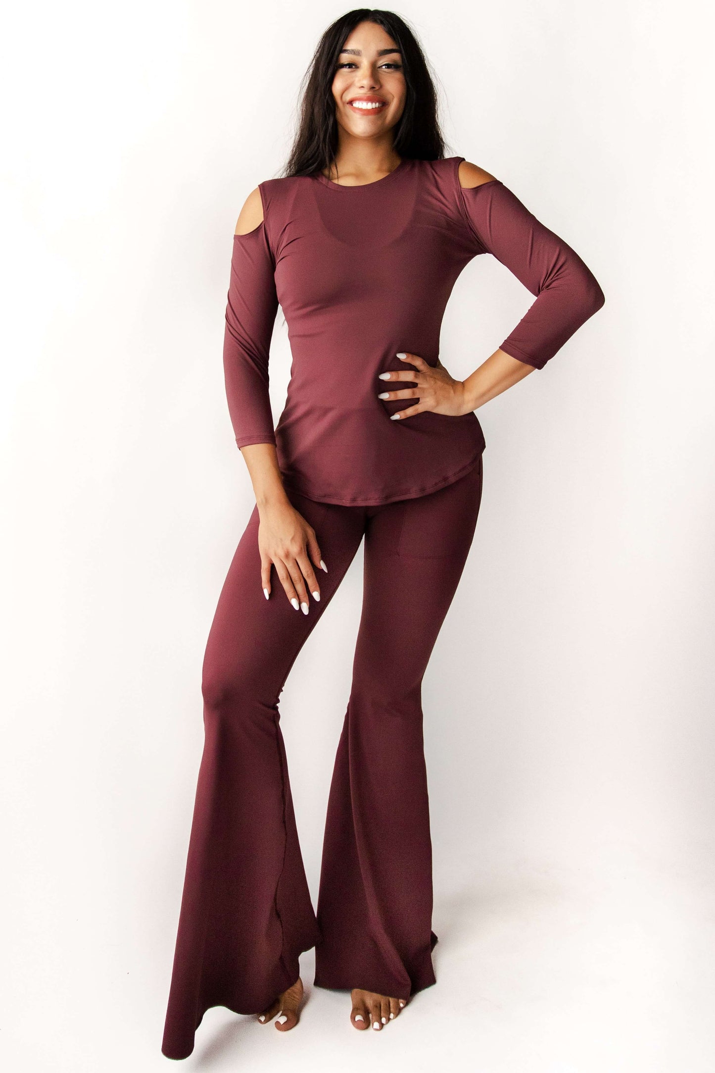 Bell Bottoms 2.0 in Maroon by Yoga Democracy