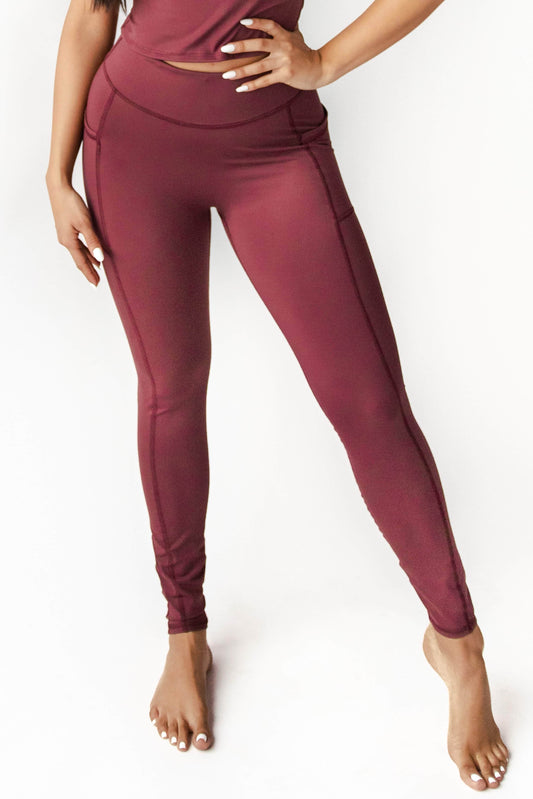 Non Stop Legging in Maroon by Yoga Democracy