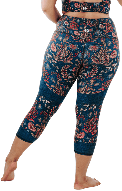 Festival Denim Printed Yoga Crops by Yoga Democracy