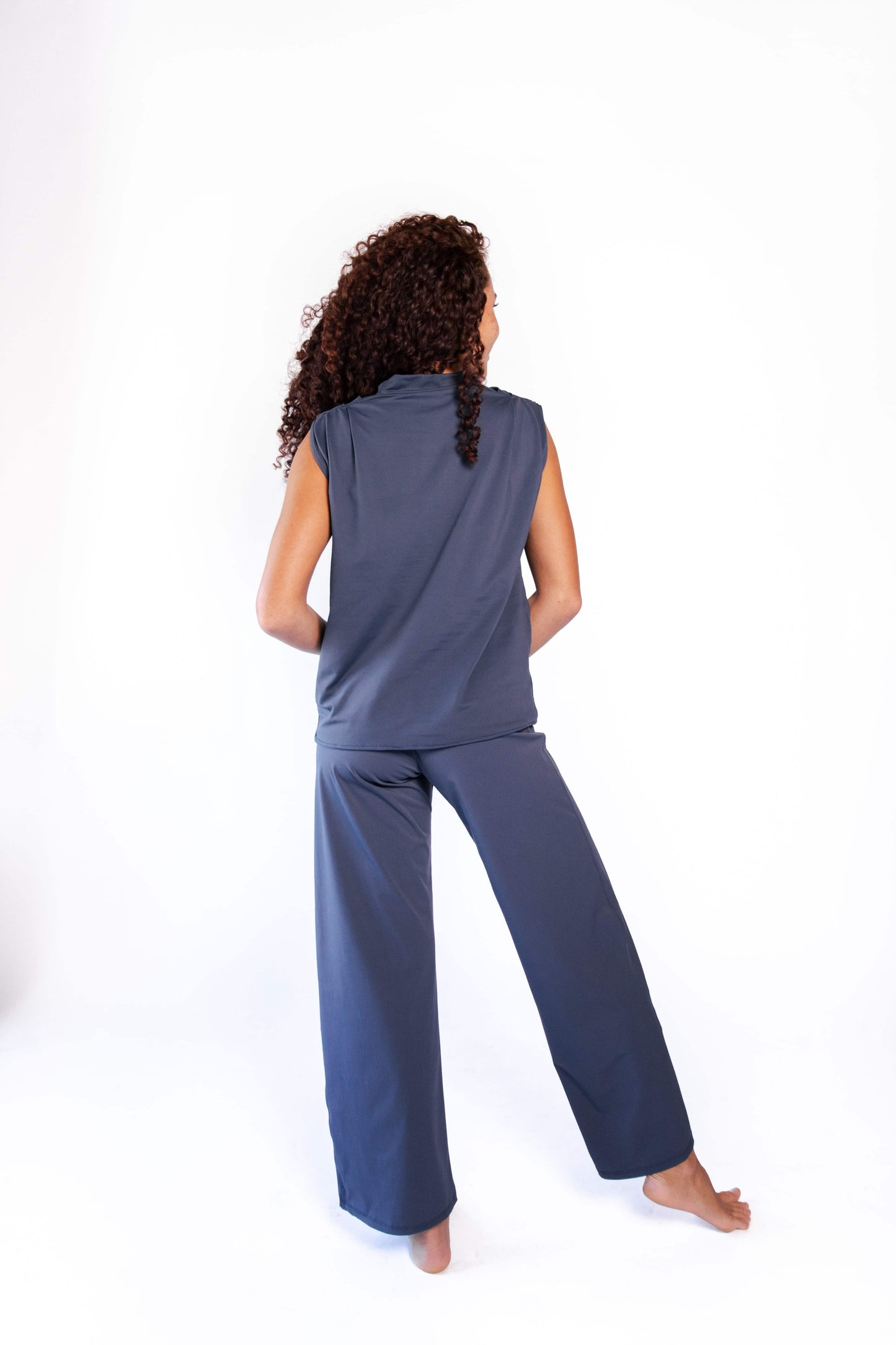 Goddess Cowl Tank in Navy Blue by Yoga Democracy