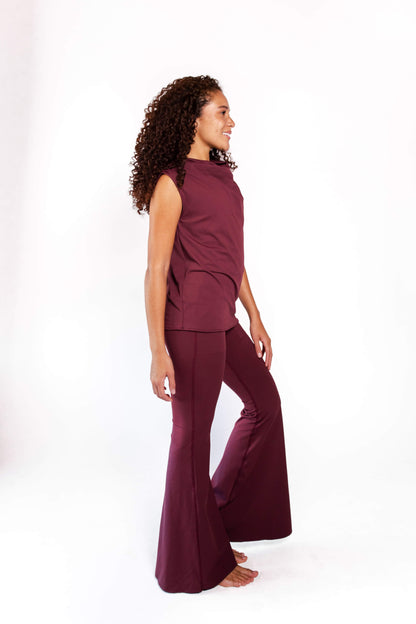 Goddess Cowl Tank in Maroon by Yoga Democracy