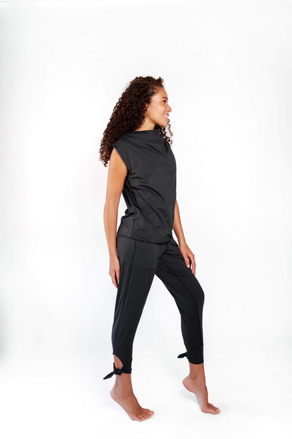 Goddess Cowl Tank in Jet Black by Yoga Democracy