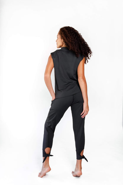 Goddess Cowl Tank in Jet Black by Yoga Democracy